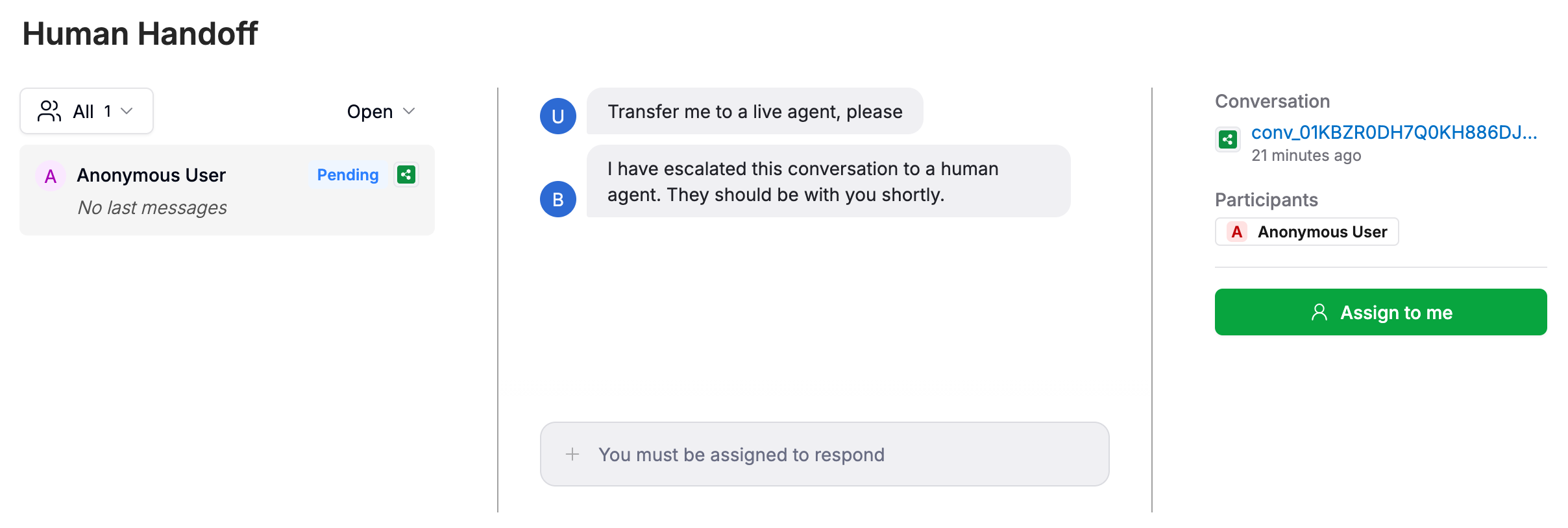 Assign conversation