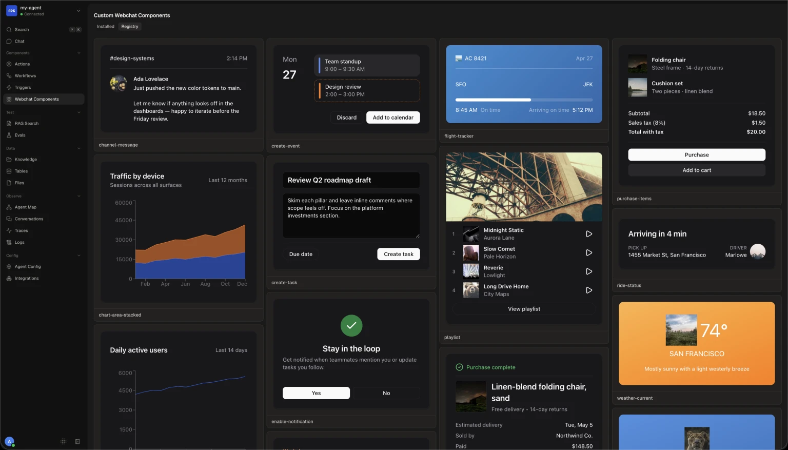 Component Registry gallery in the Dev Console